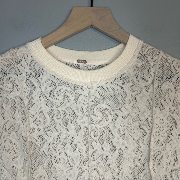 Free People Coffee In The Morning Tunic Sweater Top in Chamoix Cream, Size XS - Picture 4 of 11